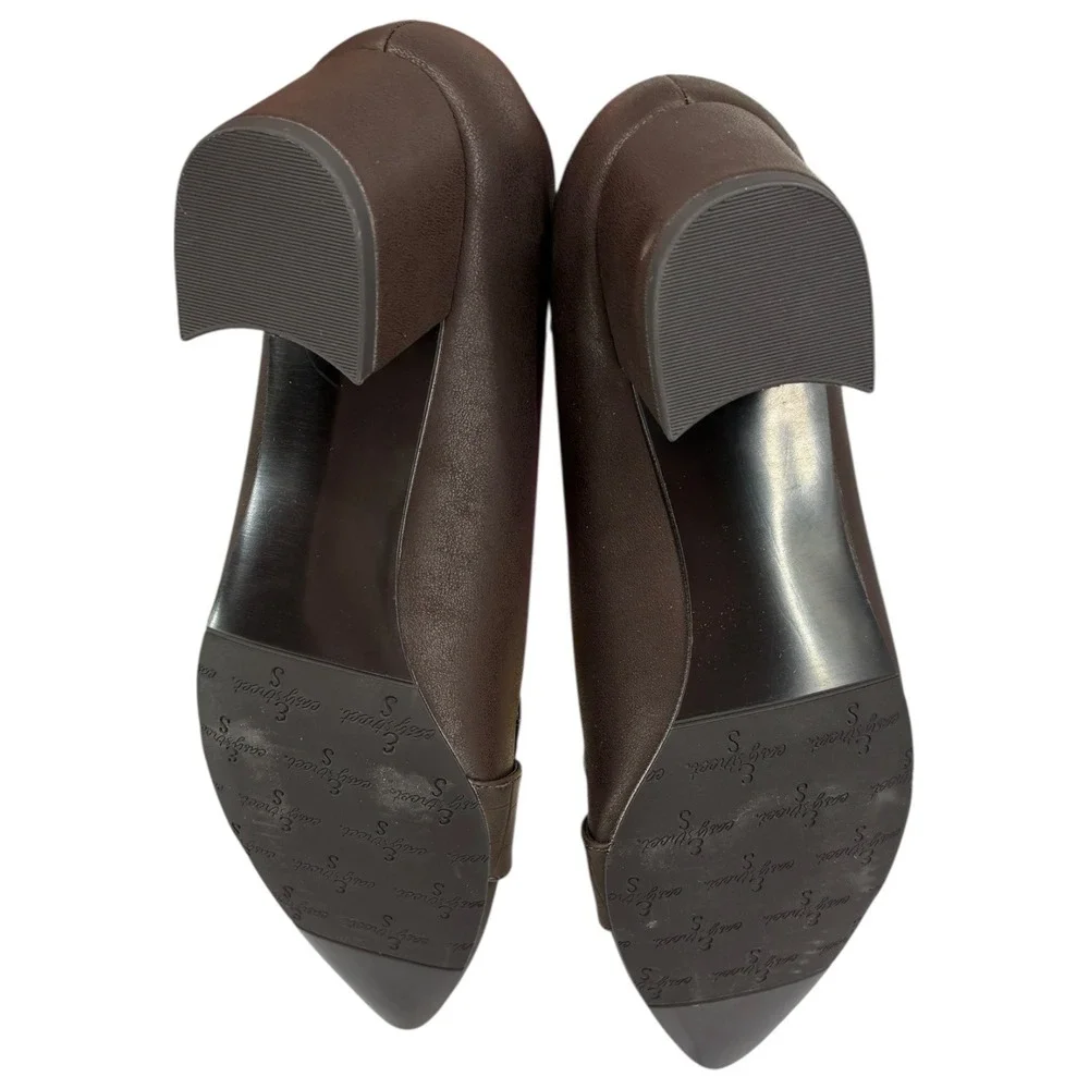 Easy Street Aster Brown Croco Buckle Pumps Comfort Block‎ Heel 8.5M